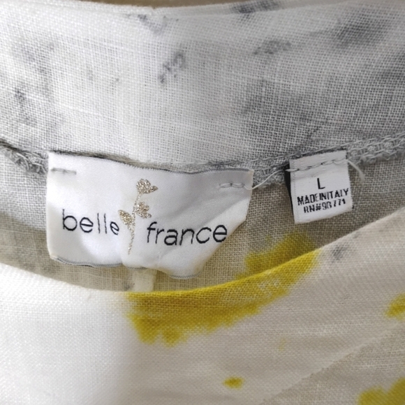 Belle France Italian Linen Tie-Dye Tunic Sz L High-Low Hem Boho Lagenlook Cover - Picture 8 of 8